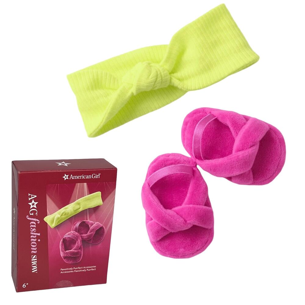 American Girl HEADBAND & SLIPPERS Pawsitively Purrfect Active Salon Accessories